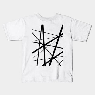 Black and White Geometric Lines Kids T-Shirt